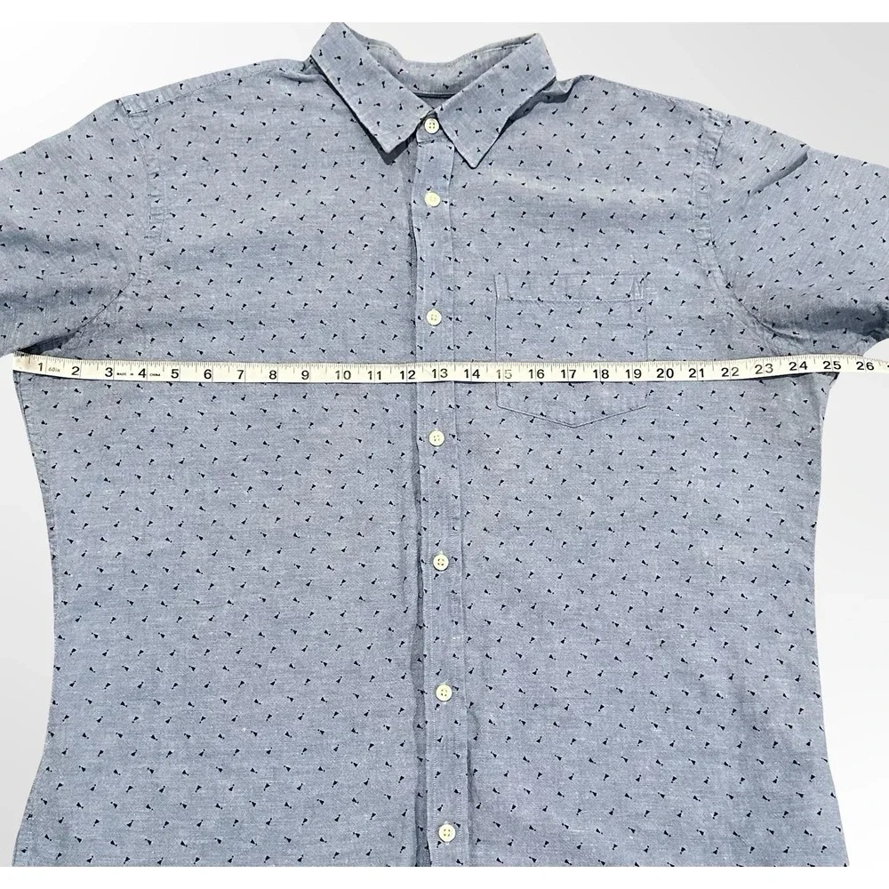 Banana Republic Shirt Mens XL Linen Short Sleeve Standard Fit Pocket Button Up